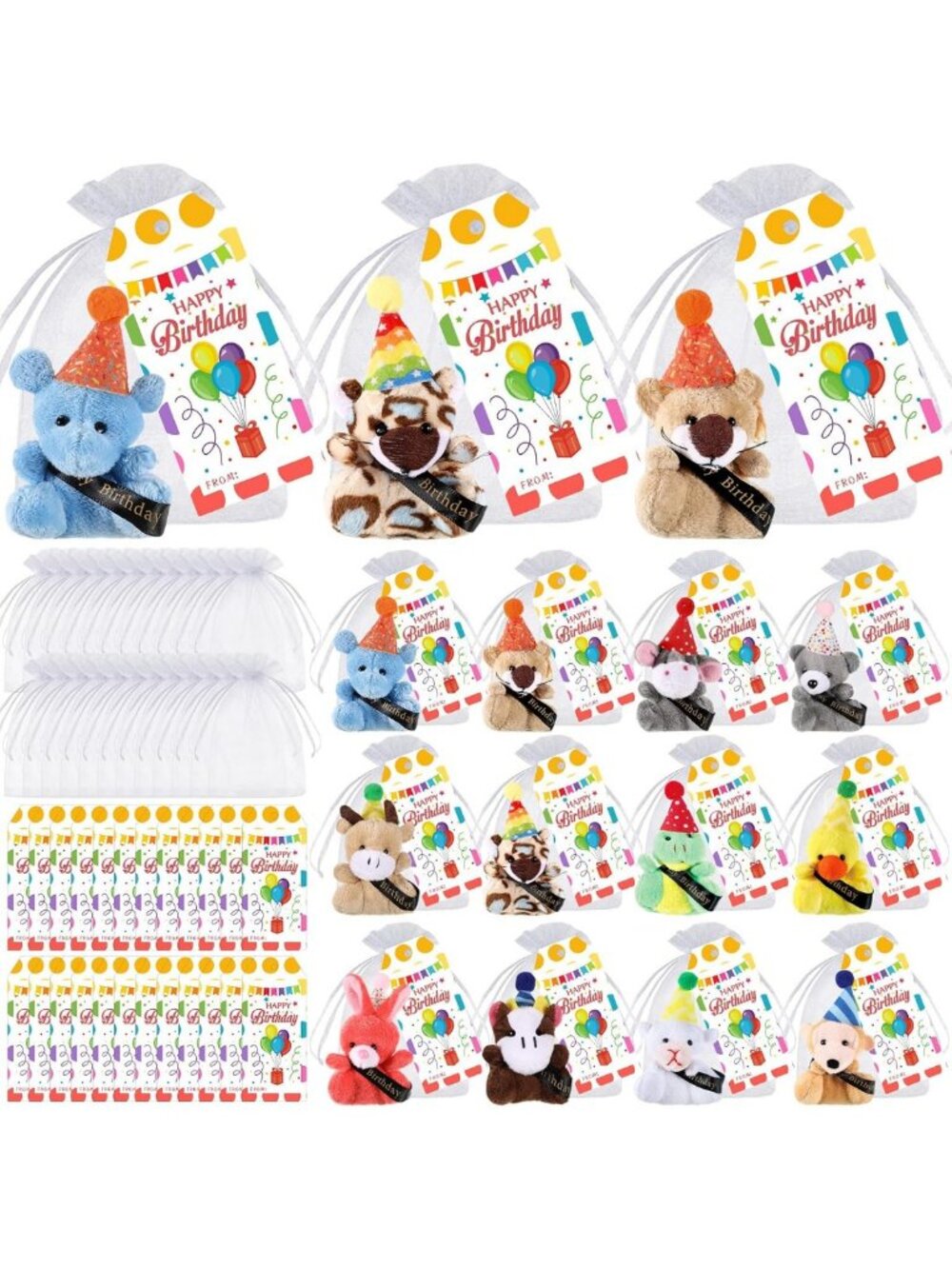 24-Piece Mini Plush Stuffed Animals Set - Perfect Birthday Gift for Kids